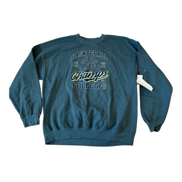 Urban Outfitters Tops - Urban Outfitters NWT Golden‎ Hour NYC Basketball Champs College Sweatshirt Teal